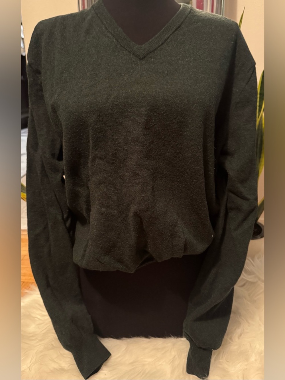 Polo by Ralph Lauren Black Merino Wool V-Neck Sweater
